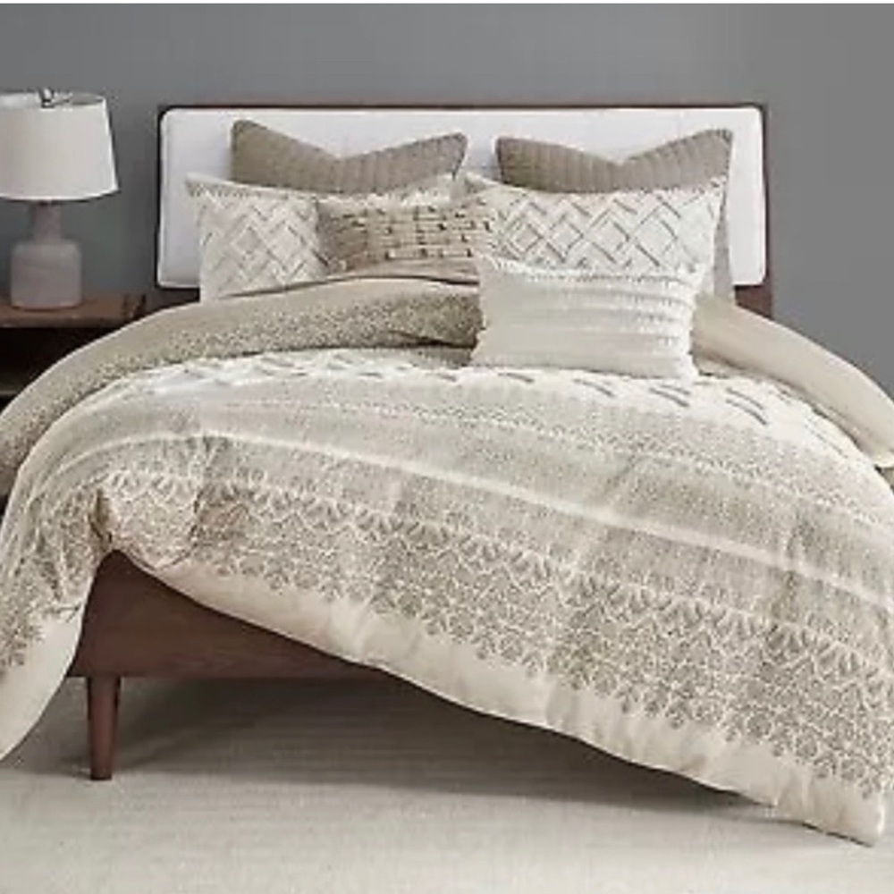 Ink + Ivy Mila Cotton Chenille Duvet & 2 Shams Natural Beige $225 🤩 FIRM$$